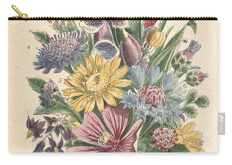 Flower Zip Pouch featuring the mixed media Beautiful Vintage Flower #609 by World Art Collective