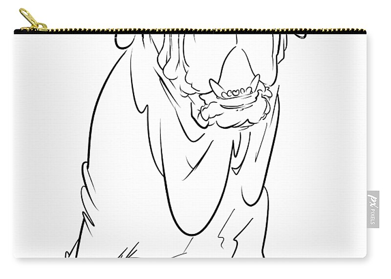 6116 Zip Pouch featuring the drawing 6116 Camp 6 by John LaFree