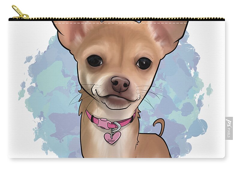 6569 Zip Pouch featuring the drawing 6569 Guilinger by Canine Caricatures By John LaFree