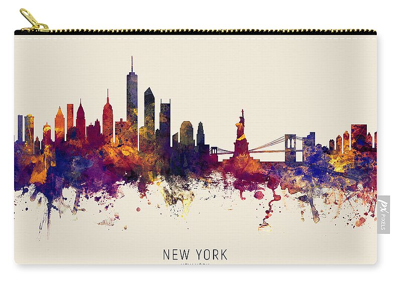 New York Zip Pouch featuring the photograph New York Skyline #66 by Michael Tompsett