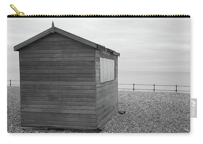 Kingsdown Zip Pouch featuring the photograph Beach hut at Kingsdown #7 by Ian Middleton