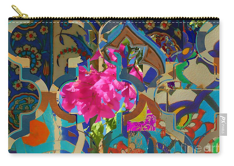 Flowers Zip Pouch featuring the mixed media Floral #7 by Seema Z