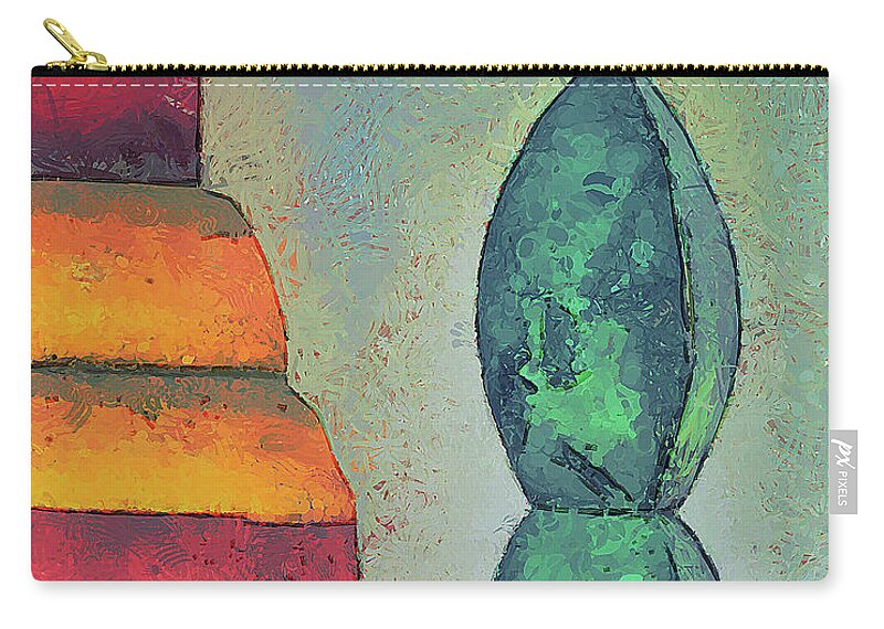Architecture Zip Pouch featuring the mixed media 715 Architectural Abstract Art Number 5 Kosanji Temple, Ikuchi Island, Japan by Richard Neuman Architectural Gifts