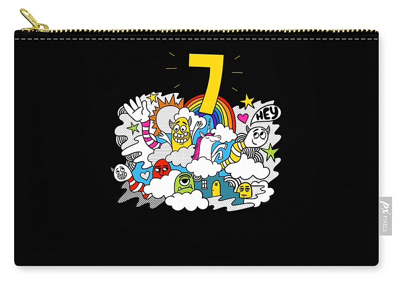 Funny Zip Pouch featuring the digital art 7th Birthday Monsters Unicorn by Flippin Sweet Gear