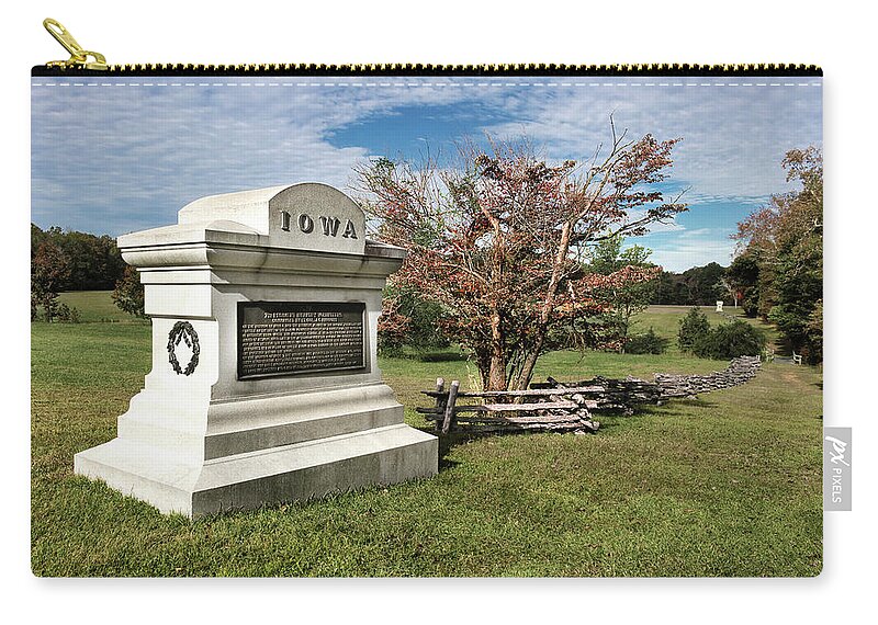 American Zip Pouch featuring the photograph 7th IA on Sunken Road by American Landscapes