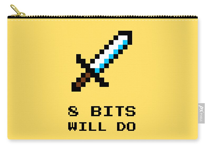 8 Bit Zip Pouch featuring the digital art 8 Bits Will Do Retro Computer Gamer Humor 01 by Matthias Hauser