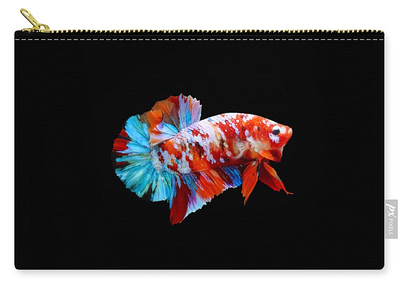 Betta Zip Pouch featuring the photograph Multicolor Betta Fish #8 by Sambel Pedes