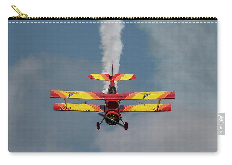 Red Zip Pouch featuring the photograph Red and Yellow Airplane #9 by Carolyn Hutchins