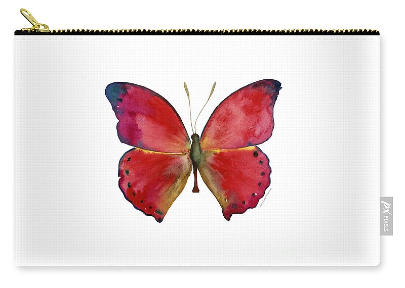 Red Butterfly Zip Pouch featuring the painting 83 Red Glider Butterfly by Amy Kirkpatrick