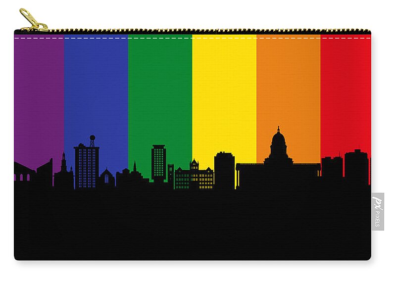 Madison Zip Pouch featuring the digital art Madison Wisconsin Skyline #85 by Michael Tompsett
