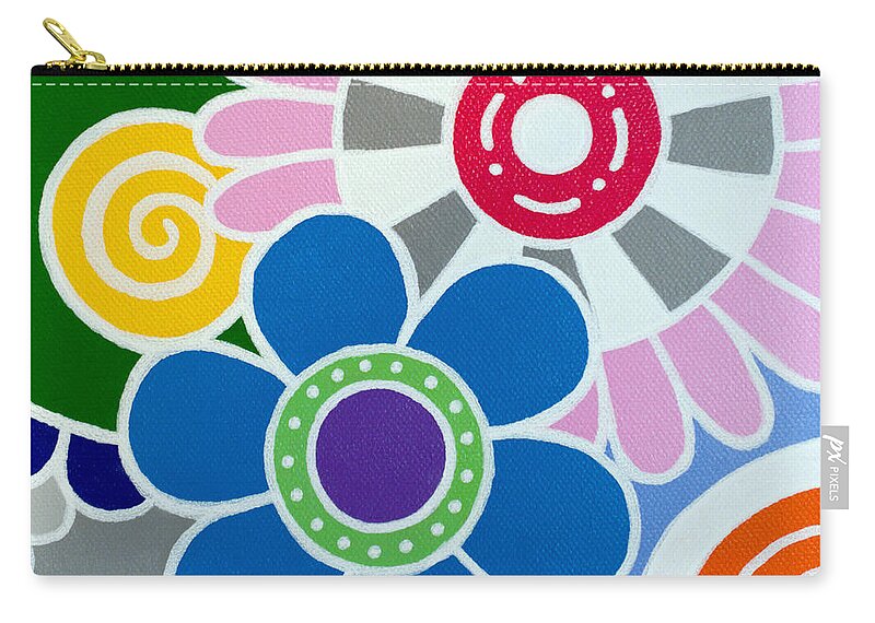 Flowers Carry-all Pouch featuring the painting 9 Blooms by Beth Ann Scott