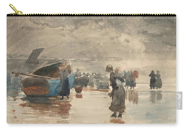 Winslow Homer Carry-all Pouch featuring the drawing On the Sands by Winslow Homer