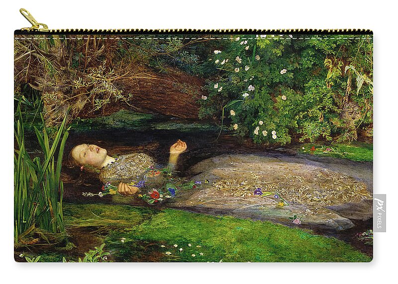 Ophelia Zip Pouch featuring the painting Ophelia #9 by John Everett Millais