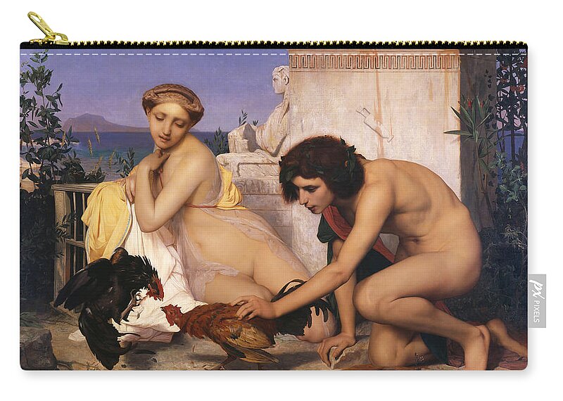 Young Zip Pouch featuring the photograph Young Greeks Attending a Cock Fight by Jean-Leon Gerome by Mango Art