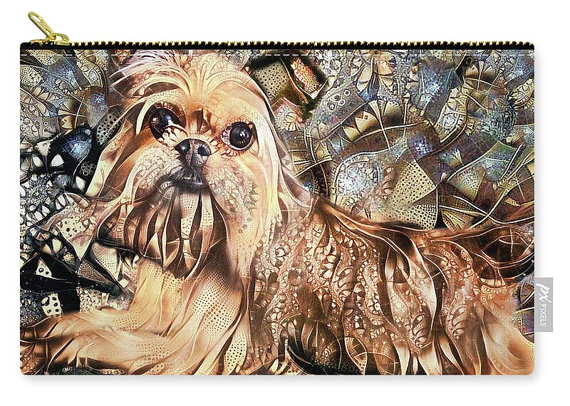 Brussels Griffon Zip Pouch featuring the mixed media A Brussels Griffon Dog Named Winston by Peggy Collins