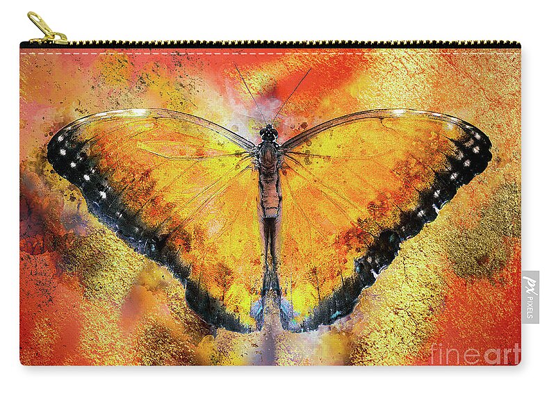 Rose Zip Pouch featuring the digital art A Butterfly On Concrete by Anthony Ellis