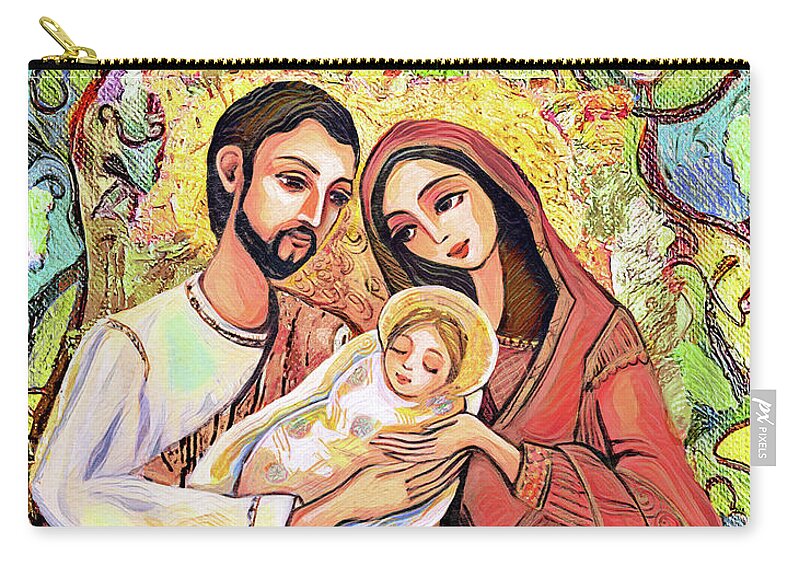 Holy Family Zip Pouch featuring the painting A Child is Born by Eva Campbell