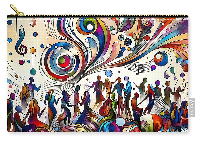Abstract Collage Zip Pouch featuring the digital art A collage of people at a party - 3 by Movie World Posters