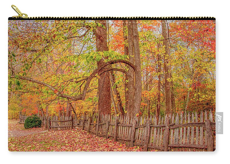 Oconaluftee Carry-all Pouch featuring the photograph A Crooked Old Fence in the Shadow of Fall by Marcy Wielfaert