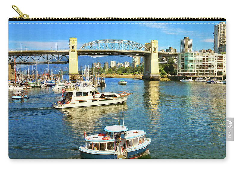 Vancouver Zip Pouch featuring the photograph A Day in False Creek in Vancouver Canada by Ola Allen