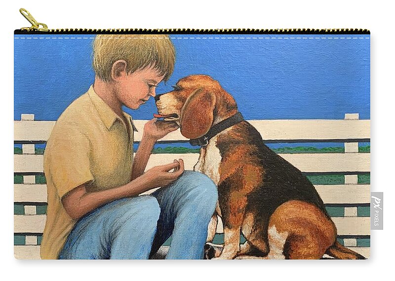 Character Study Zip Pouch featuring the painting A Dog and his Boy by George Lightfoot