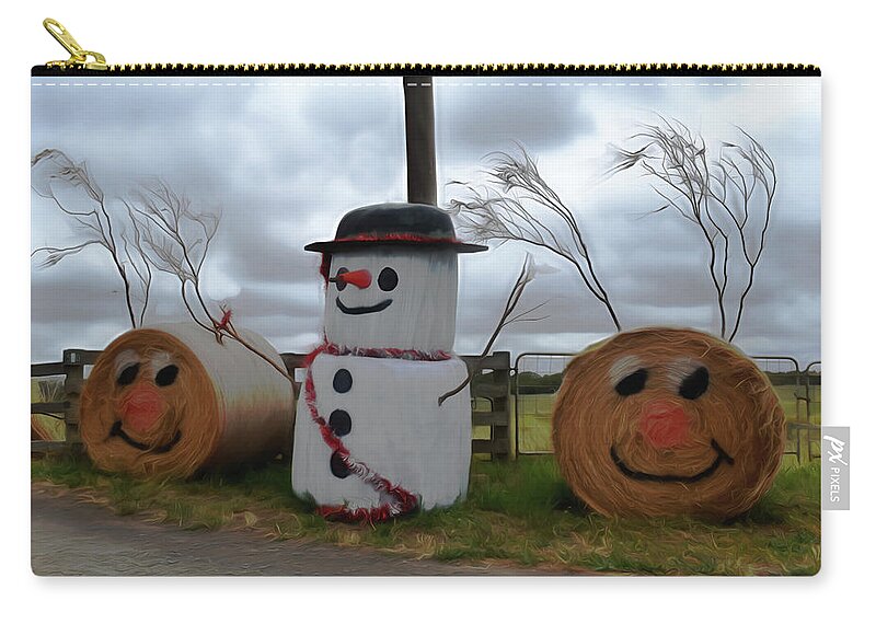Christmas Zip Pouch featuring the photograph A Farmyard Christmas by Yolanda Caporn