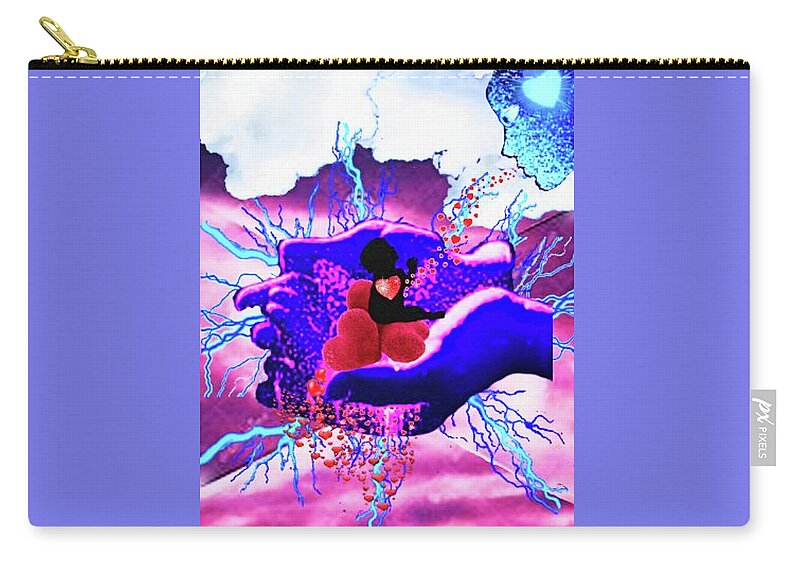 A Fathers Love Poem Carry-all Pouch featuring the digital art A Fathers Love In Hands by Stephen Battel