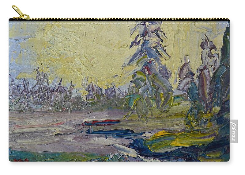 Sky Zip Pouch featuring the painting A Foggy Day by Ningning Li