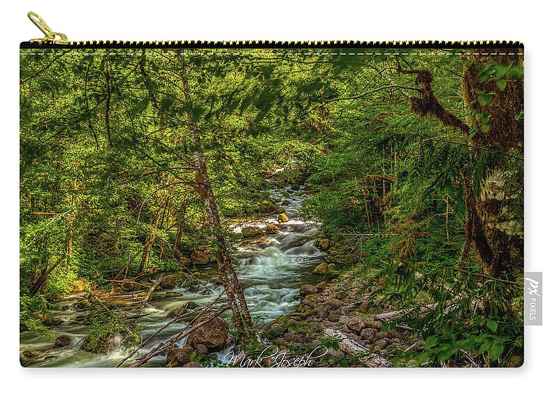 Water Zip Pouch featuring the photograph A Forest Stream by Mark Joseph