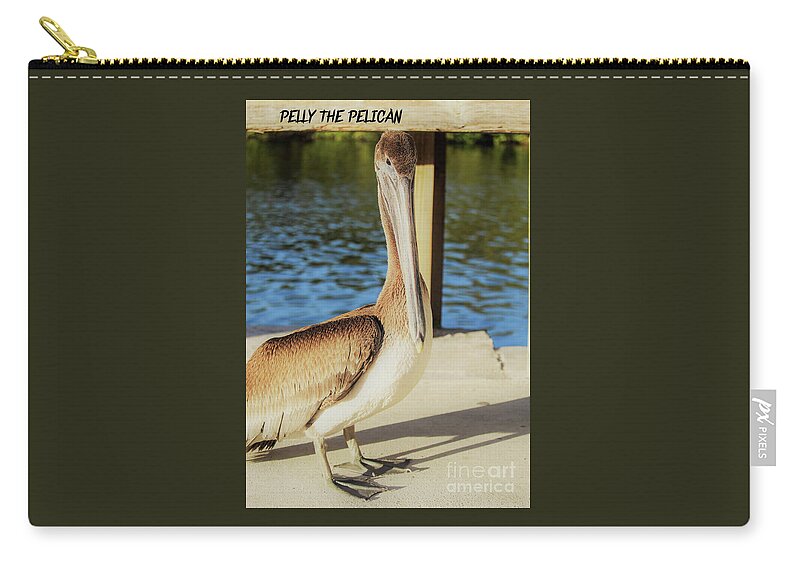 Brown Pelican Zip Pouch featuring the photograph A friend at the marina 2 by Joanne Carey
