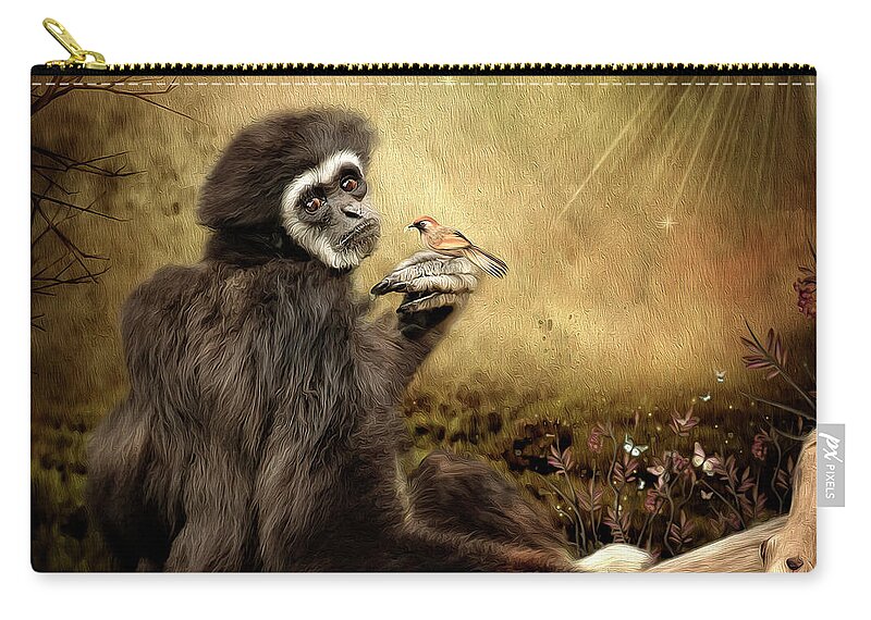 Monkey Carry-all Pouch featuring the digital art A Friend by Maggy Pease