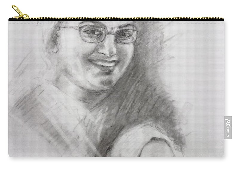 Sketch Zip Pouch featuring the painting A friend wit her nephew by Asha Sudhaker Shenoy