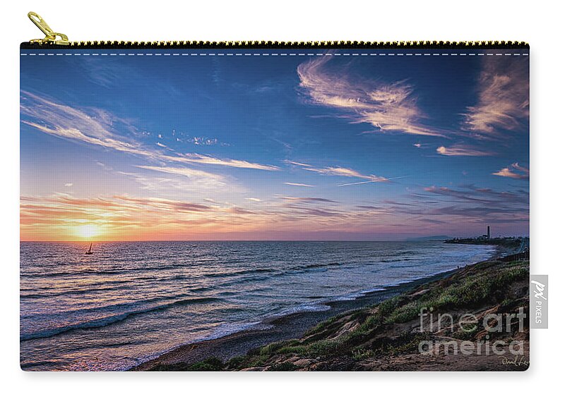 Beach Zip Pouch featuring the photograph A Glorious Sunset at North Ponto, Carlsbad State Beach by David Levin