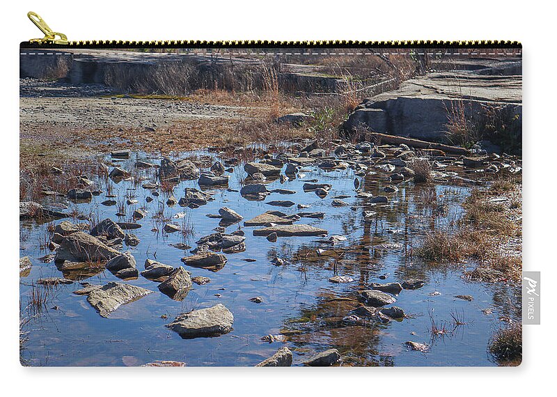 Arabia Mountain Zip Pouch featuring the photograph A Granite Rocks Pool by Ed Williams