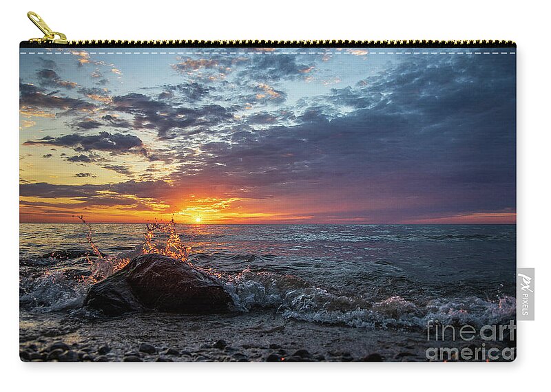 Heart Carry-all Pouch featuring the photograph A heart shaped splash at sunrise by Eric Curtin
