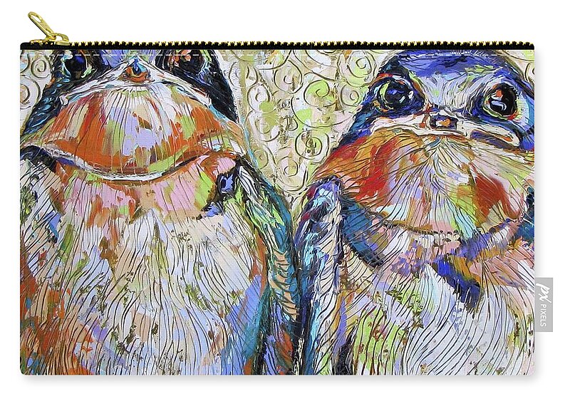 Swallow Zip Pouch featuring the painting A Likely Pair by Kathleen Steventon
