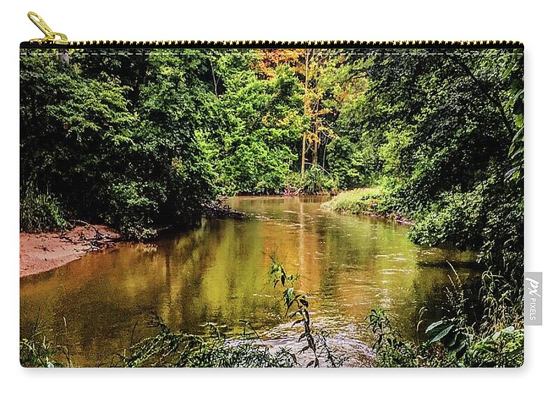 Tahquamenon Falls Zip Pouch featuring the photograph A Little Color around the Bend IMG_5428 by Michael Thomas