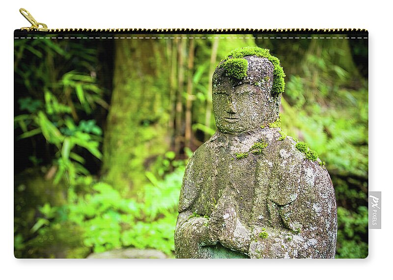 Japan Zip Pouch featuring the photograph A lost statue in Nikko's forest. Japan by Lie Yim