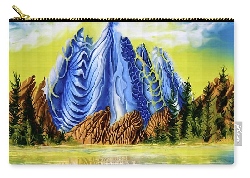Galaxy Zip Pouch featuring the digital art A Mountain somewhere in this Galaxy by Darren Cannell