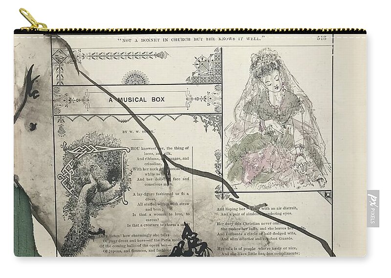 Sumi Ink Zip Pouch featuring the drawing A Musical Box by M Bellavia