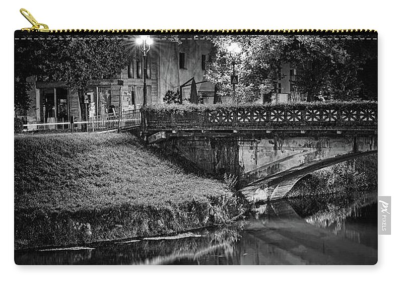 Scene Zip Pouch featuring the photograph A night corner bnw by The P