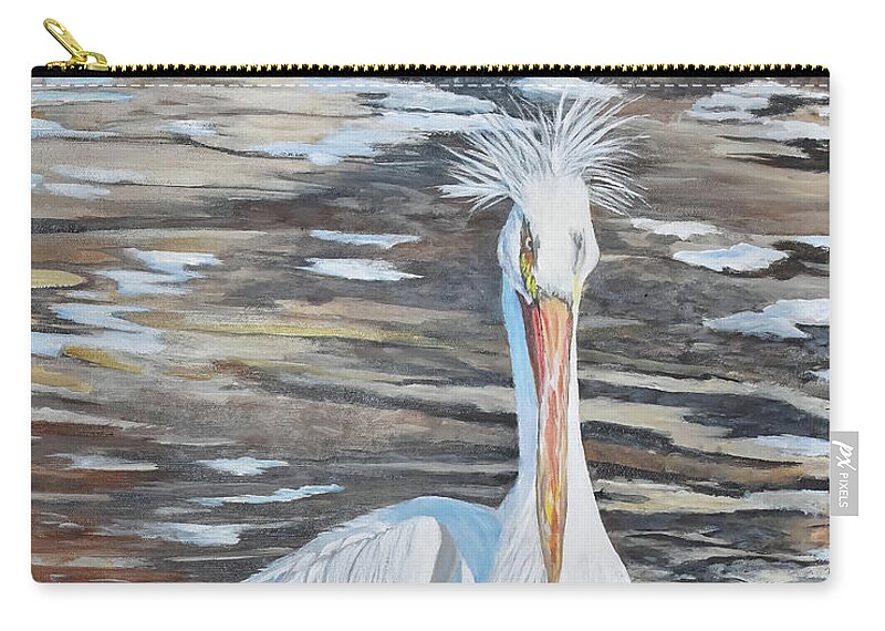 Pelican Zip Pouch featuring the painting A Pack Leader by Marilyn McNish