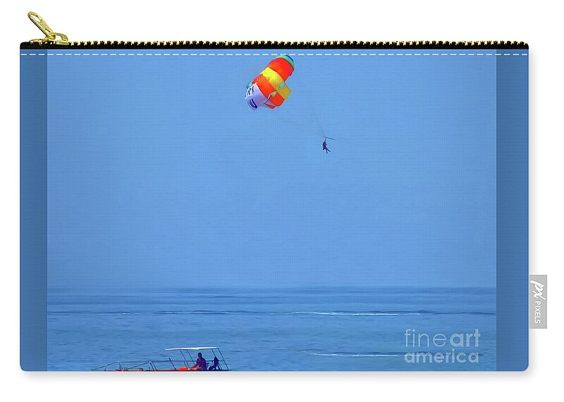 Digital Art Zip Pouch featuring the photograph A paragliding Benidorm beach-Spain by Pics By Tony