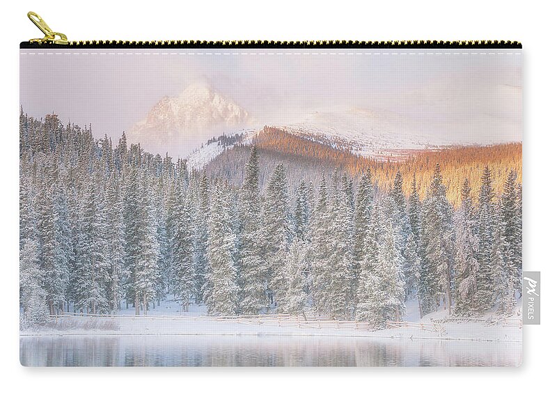 Snow Zip Pouch featuring the photograph A Peak Above - Full by Darren White