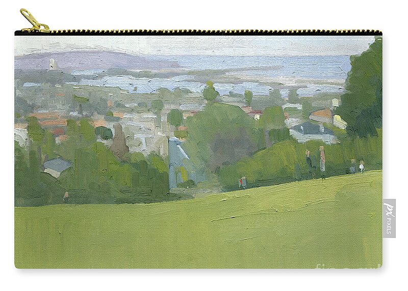 Kate Sessions Park Zip Pouch featuring the painting A Perfect Day to Paint - Kate Sessions Park, Pacific Beach, San Diego, California by Paul Strahm