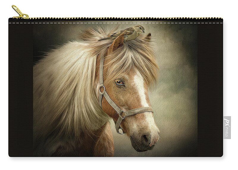 Icelandic Horse Carry-all Pouch featuring the digital art A Place to Hide by Maggy Pease