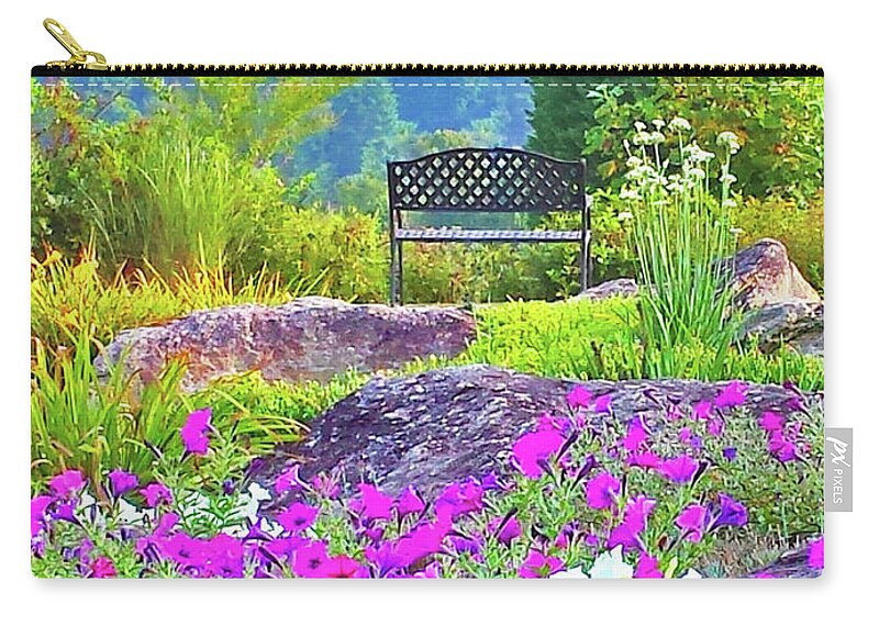 Mountains Zip Pouch featuring the photograph A Place to Ponder by Sharon Williams Eng