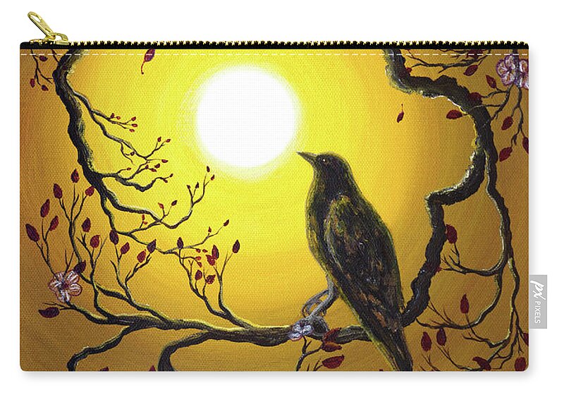 Painting Zip Pouch featuring the painting A Raven Remembers Spring by Laura Iverson
