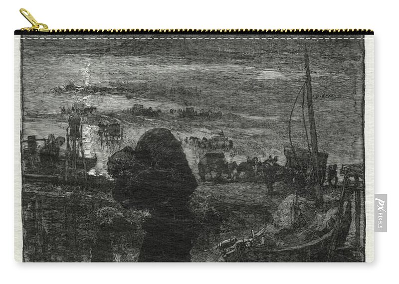 A Recolte Du Sable 1887 Auguste Louis French 1849 To 1918 Zip Pouch featuring the painting a Recolte du Sable 1887 Auguste Louis French 1849 to 1918 by MotionAge Designs
