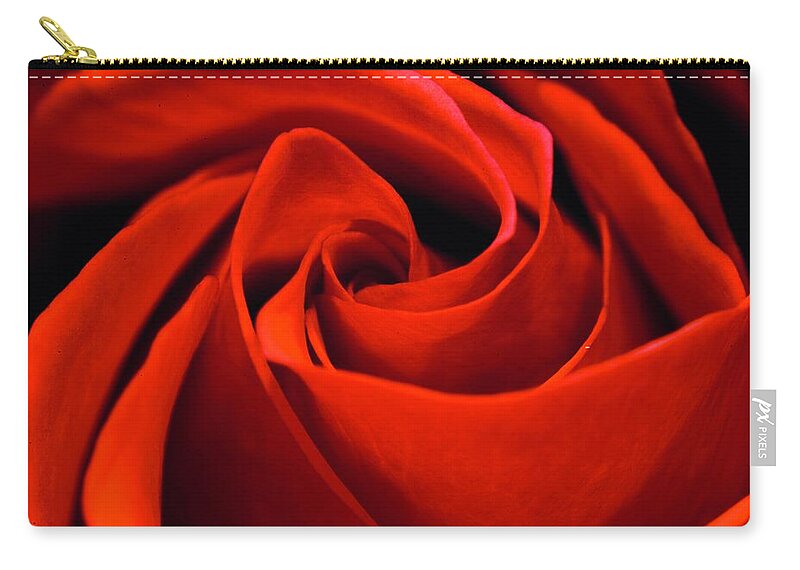 Red Rose Flower Love Symbol Valentine Sweet Scented Beautiful Pretty Elegant Macro Zip Pouch featuring the photograph A Red, Red Rose by Blue Lens Photography UK photography by Neil R Finlay
